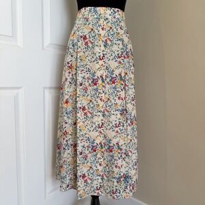 Sag Harbor Womens Long Skirt White Floral Large Romantic Cottagecore Prairie VTG